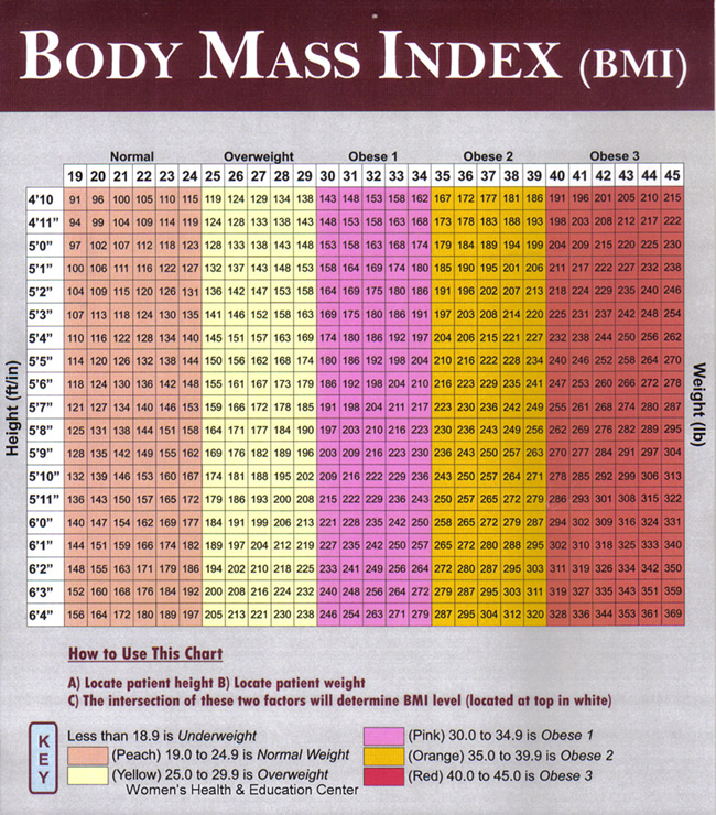 Body-Mass-Index Fur Erwachsene Tabelle